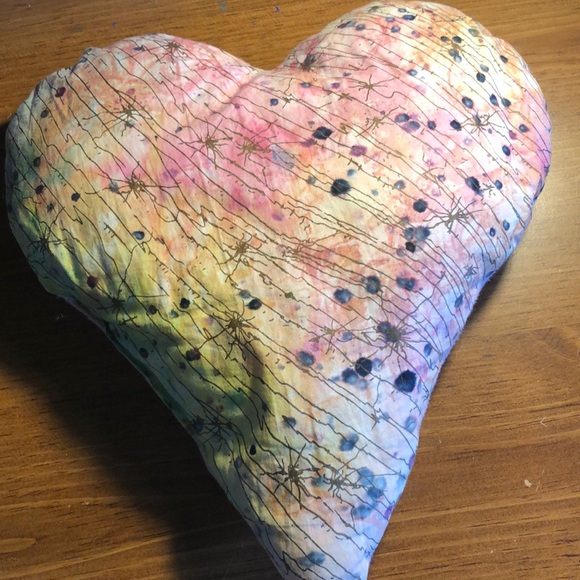 2 sided girls Heart Pillow With Dogs and Colors - Picture 2 of 3
